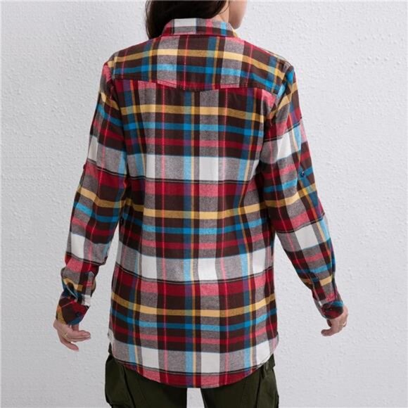 Match Womens Button Down Flannel Plaid Shirts roll up Long Sleeve Shackets - Picture 3 of 8